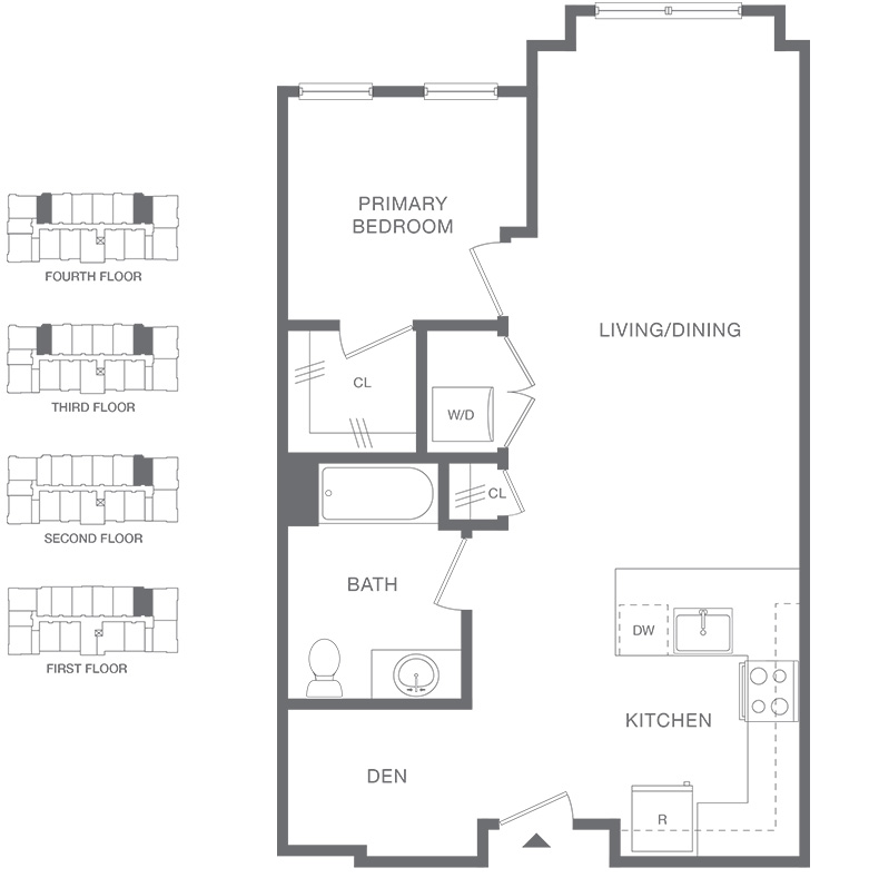 A1B One Bedroom floorplan